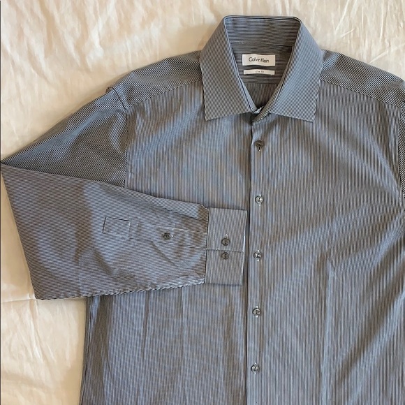Striped Cotton Button Down Dress Shirt - Picture 2 of 5
